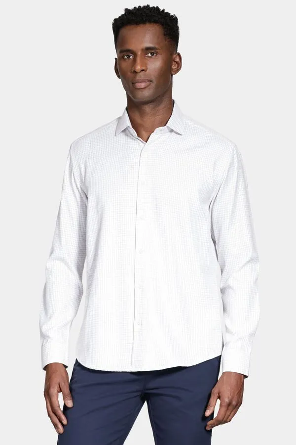 Camisa Manga Longa Slim Xadrez Branco Com Vinho - G