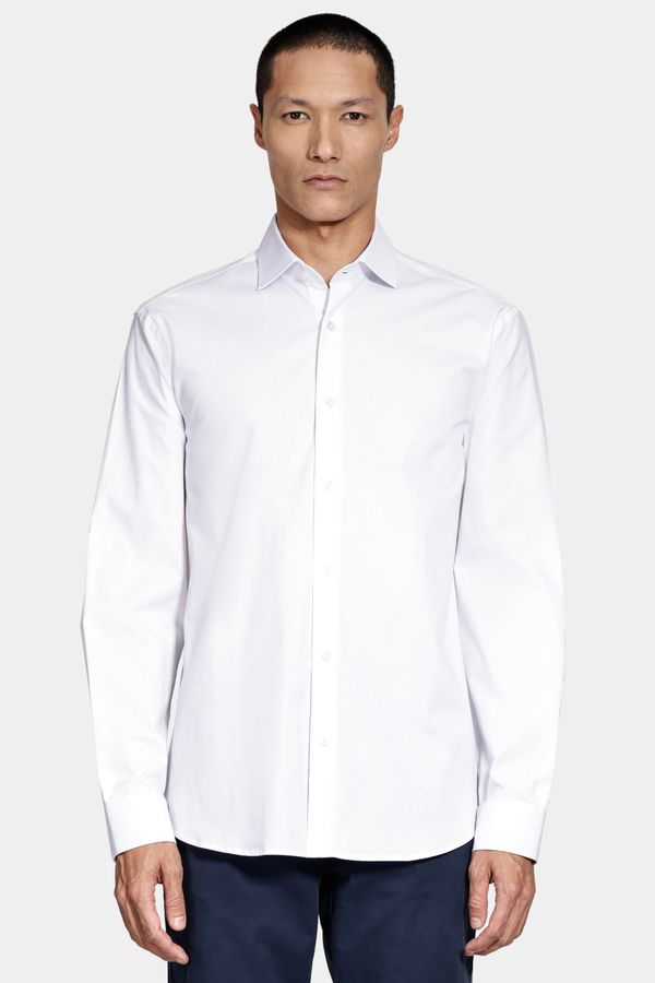 Camisa Manga Longa Slim Tricoline Algodão Branco - G