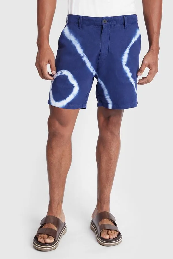 Bermuda Chino Curta Tie Dye Azul Escuro - 48
