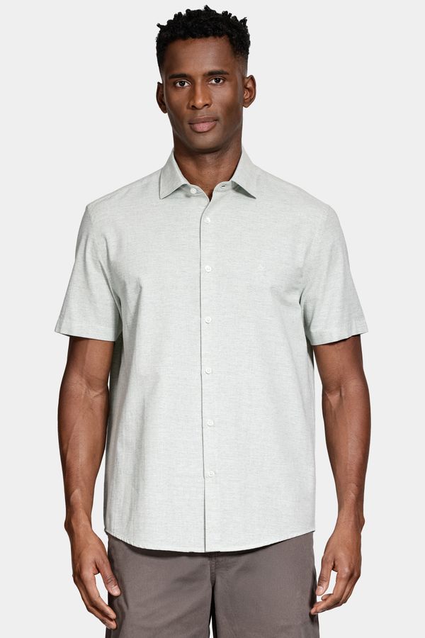 Camisa Regular Algodão Mescla Manga Curta Verde - G