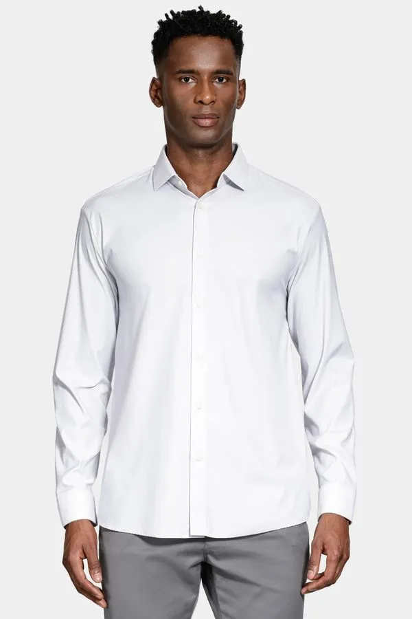 Camisa Manga Longa Regular Tech Flex Micro Xd Branco Com Cinza - XXG