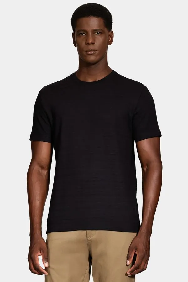 Camiseta Manga Curta Suedine Canelado Preto - XGG