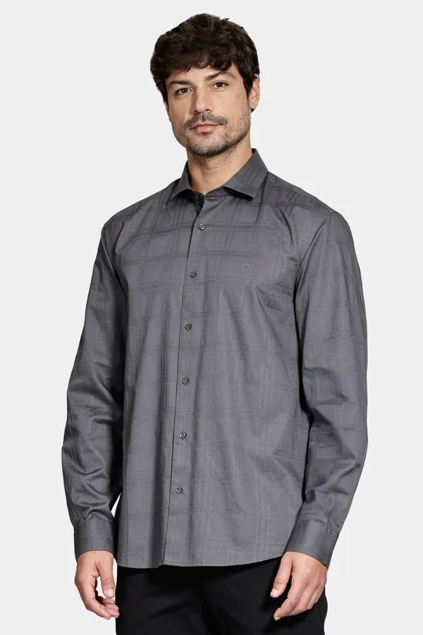 Camisa Manga Longa Regular Xadrez Maquineta Soft Grafite - M