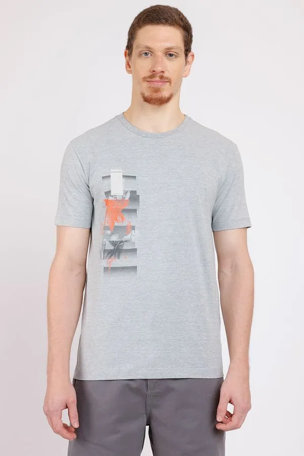 Camiseta Estampa Lateral Lírio Cinza Mescla - XGG