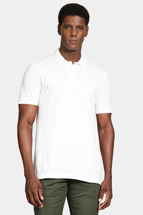 Polo Manga Curta Gola Jacquard Off White - XXG