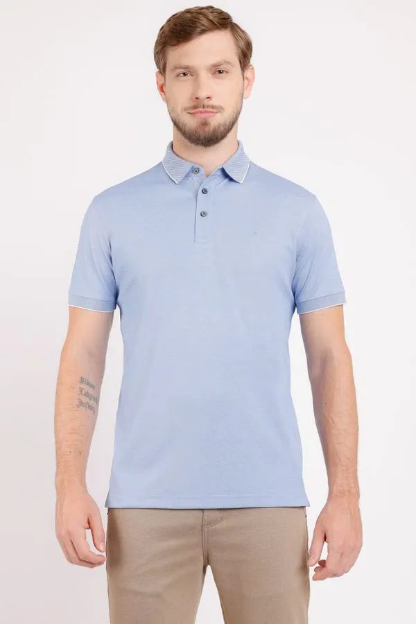 Polo Manga Curta Interlock Tech Azul Hortensia - P