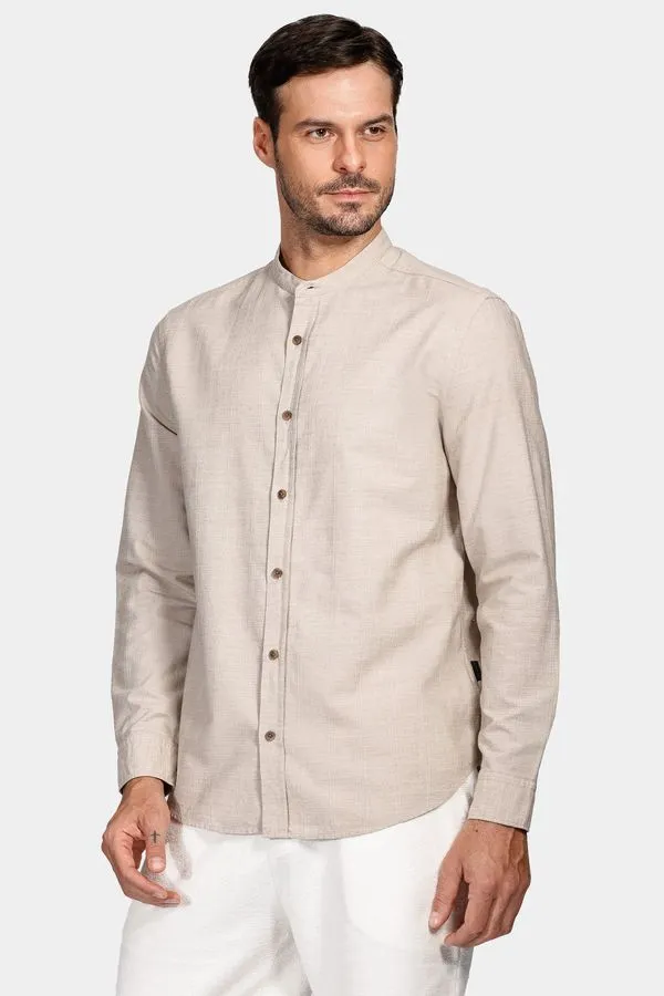 Camisa Regular Gola Padre Rústico Natural - G