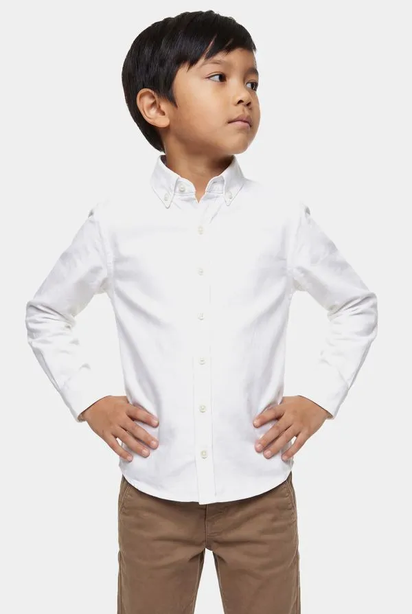 Camisa Manga Longa Infantil Oxford Branco - 10