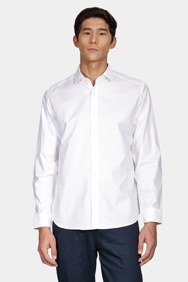 Camisa Manga Longa Slim Sarja Pima Branco - M