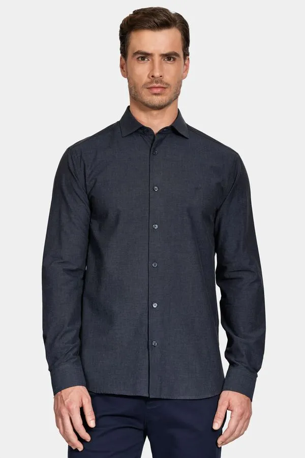 Camisa Manga Longa Slim Black Marinho - M