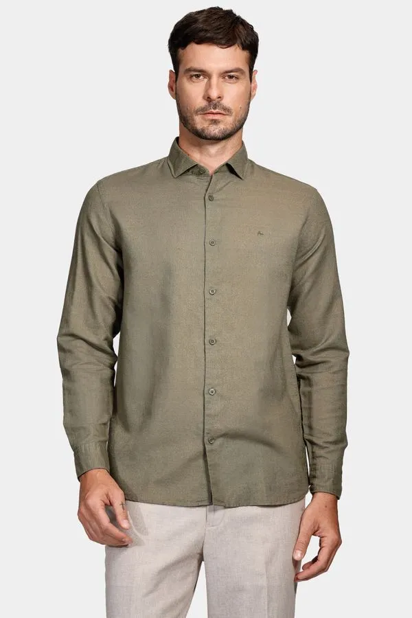 Camisa Manga Longa Move Regular Linho Algodão Martinelli Verde Militar - GG