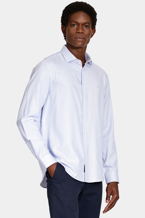 Camisa Manga Longa Regular Tricoline Maquineta Mix Azul Claro - G
