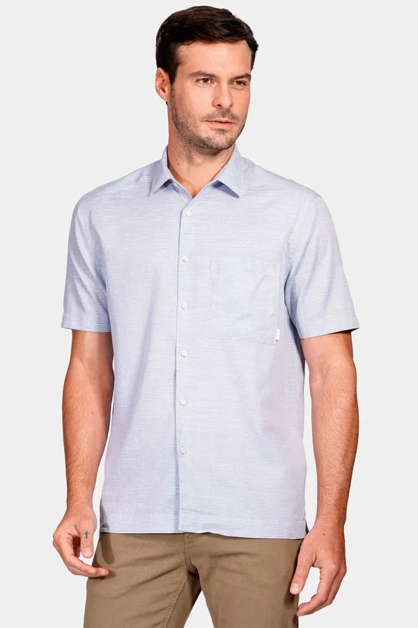 Camisa Manga Curta Regular Ampla Sarjada Leve Alumínio - XXG