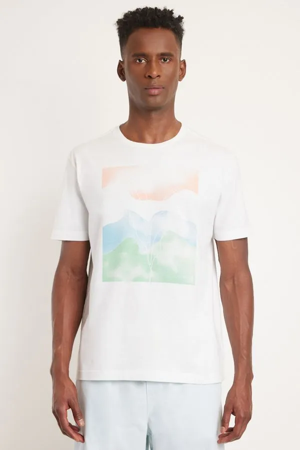 Camiseta Manga Curta Com Estampa Folha Branco - XXG