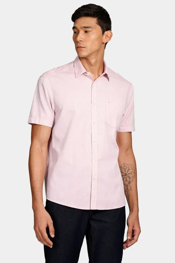 Camisa Manga Curta Cosmo Regular Button-Down Lotte Com Bolso Rose - M