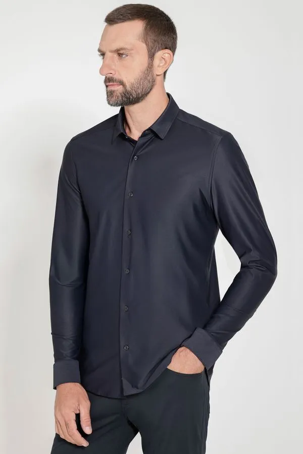 Camisa Piquet Biodegradável Manga Longa Preto - P