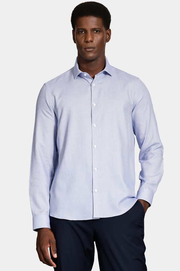 Camisa Manga Longa Regular Tricoline Maquineta Mix Azul - G