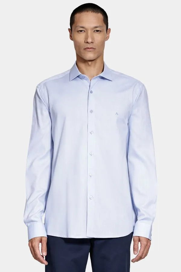 Camisa Slim Algodão Tricoline Manga Longa Azul Claro - P