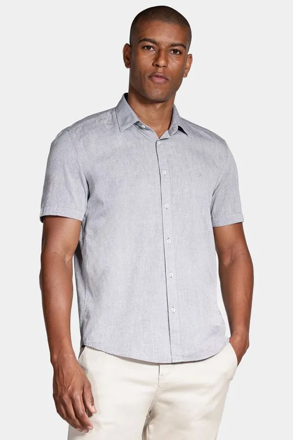 Camisa Manga Curta Algodão Liso Willis Chumbo - M