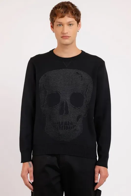 Tricot Manga Longa Caveira Herchcovitch Preto - M