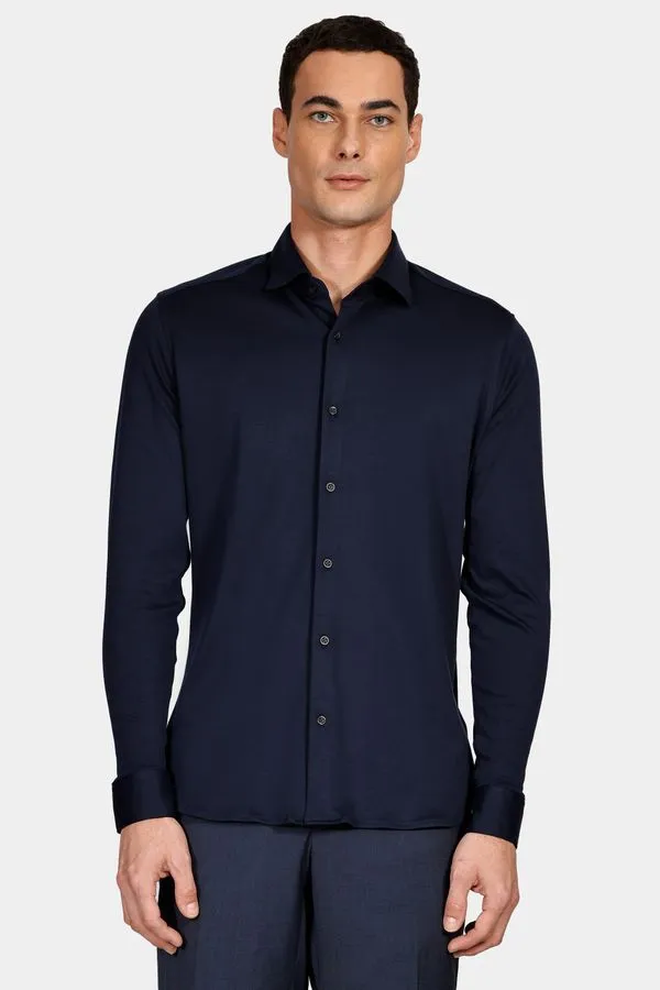 Camisa Manga Longa Cosmo Slim em Algodão Supima Marinho - G