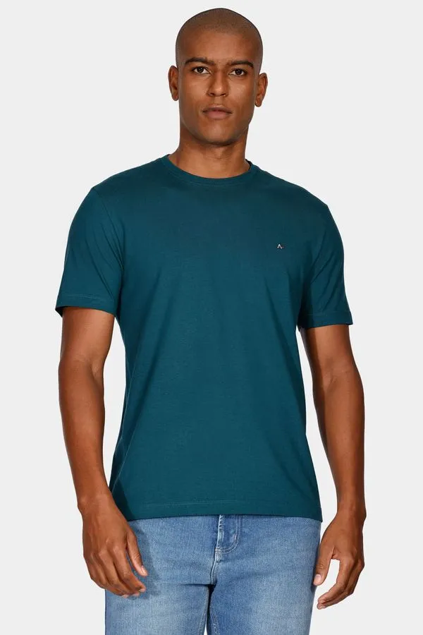 Camiseta Manga Curta Bordado Petroleo - XGG