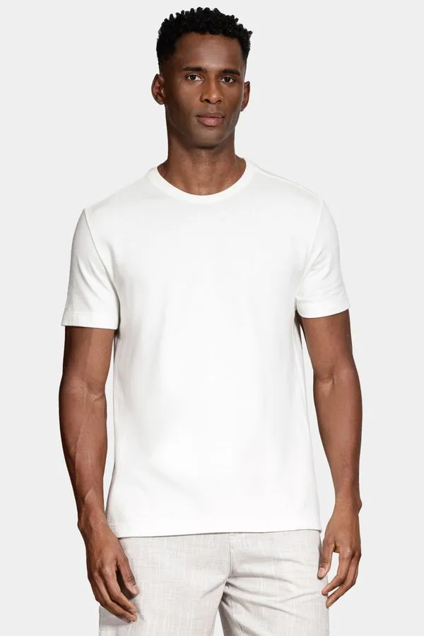 Camiseta Crepe Algodão Manga Curta Off White - XXG