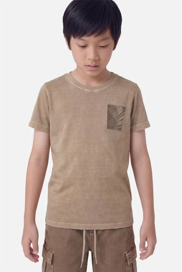 Camiseta Manga Curta Infantil Estonada Folha Areia - 6
