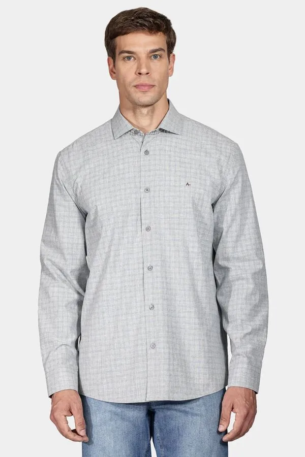 Camisa Manga Longa Regular Mescla Xadrez Cinza - GG