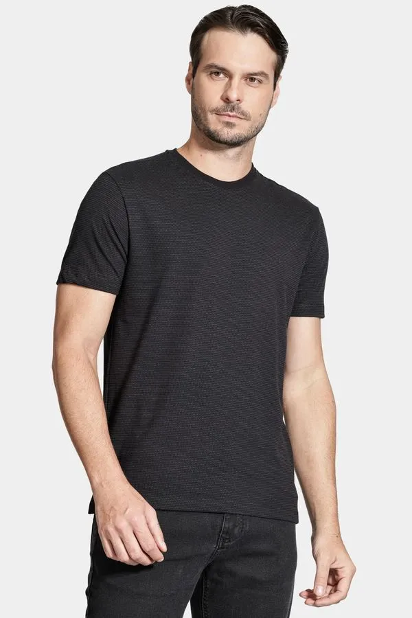 Camiseta Manga Curta Maquinetada Preta - G