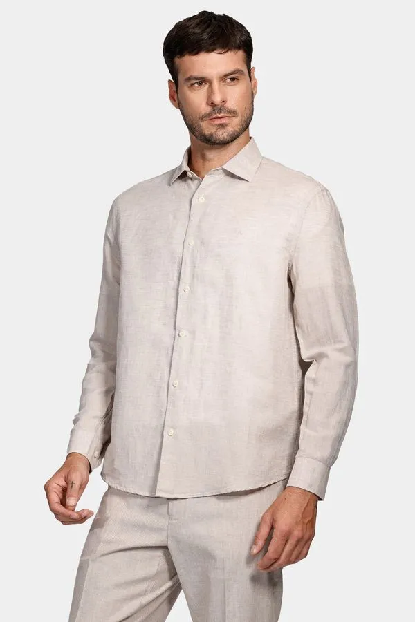 Camisa Manga Longa Move Regular Linho Algodão Martinelli Cáqui - M