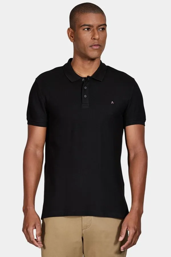 Polo Manga Curta Cotton Piquet Basic Preto - P