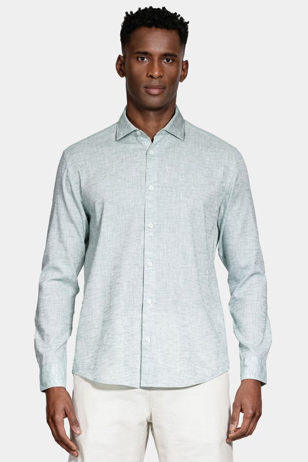 Camisa Slim Manga Longa Linen Verde - M