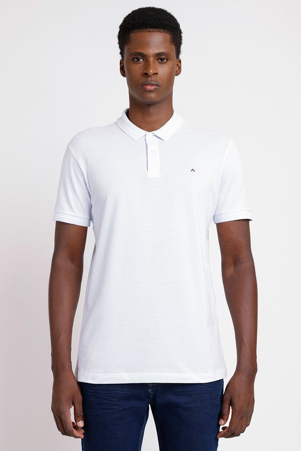 Polo Manga Curta Friso Jacquard Branco - M