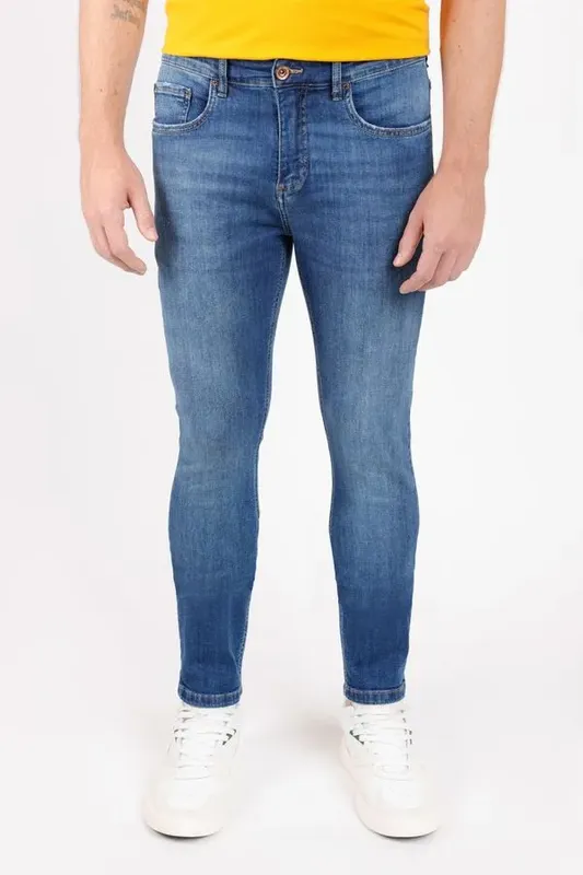 Calça Jeans Slim Média Vintage Azul Médio - 46
