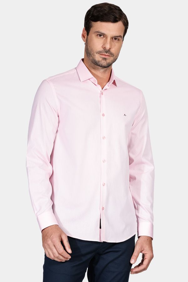 Camisa Manga Longa Regular Tricoline Maquinetada Fio 40 Rosa - G