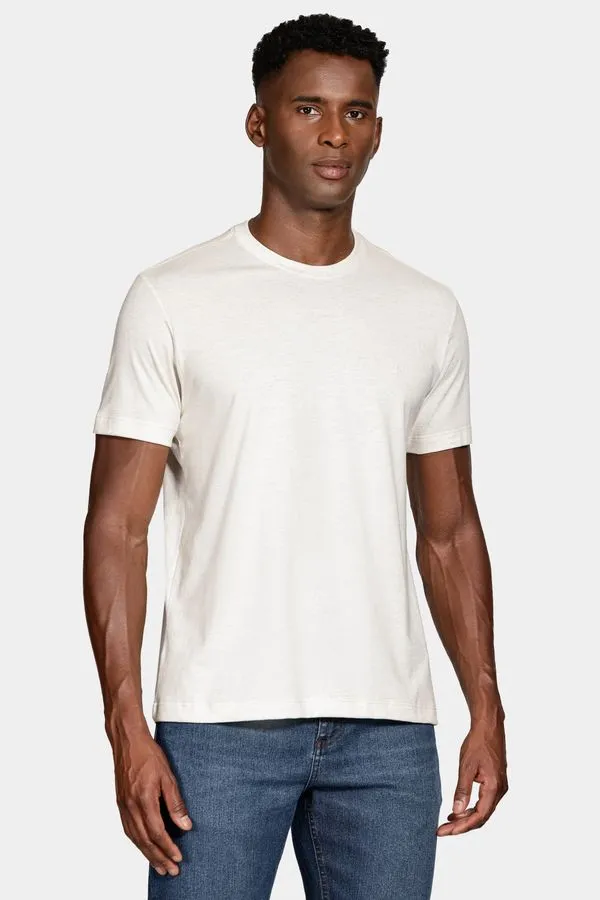 Camiseta Manga Curta Com Linho Natural - G