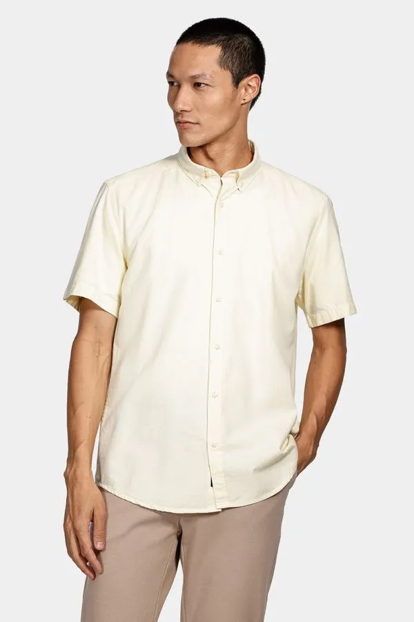 Camisa Manga Curta Move Slim Oxford Button-Down Amarelo Claro - M