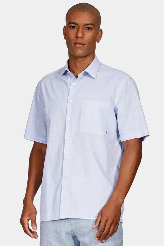Camisa Manga Curta Regular Ampla Baía Azul Claro - XXG