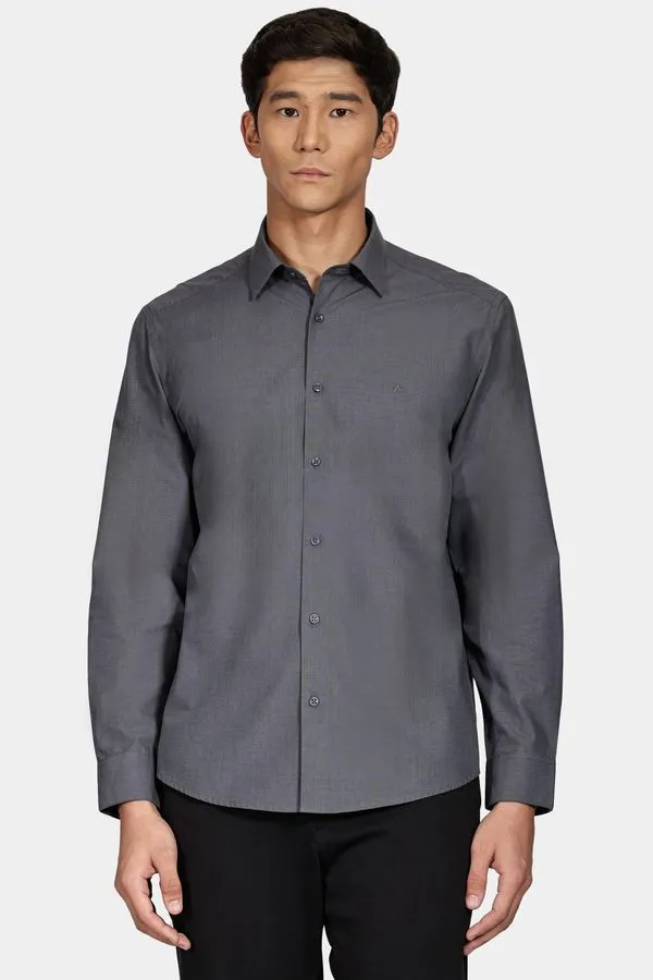 Camisa Manga Longa Regular Algodão Egípcio Fil a Fil Barolo Chumbo - M