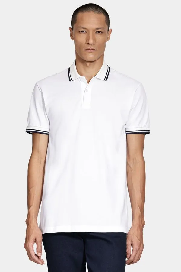 Polo Manga Curta Frisos New Off White - P