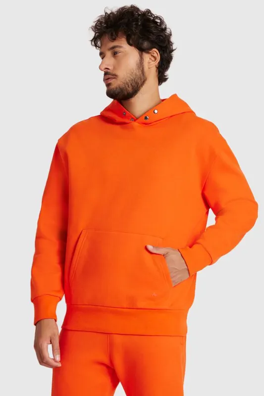 Moletom Com Capuz Liso Laranja - GG
