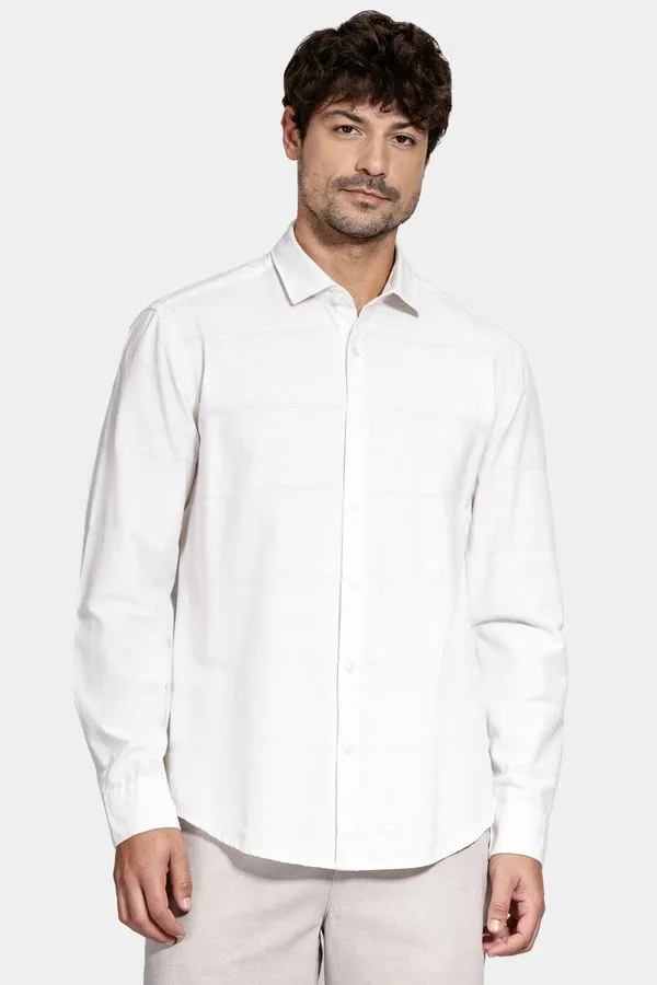 Camisa Manga Longa Regular Algodão Capri Maquinetado Natural - G