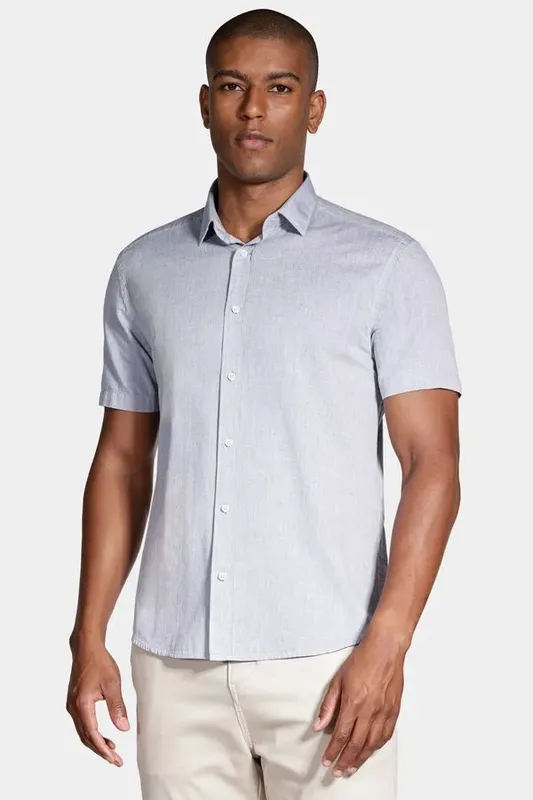 Camisa Manga Curta Algodão Liso Willis Azul - M