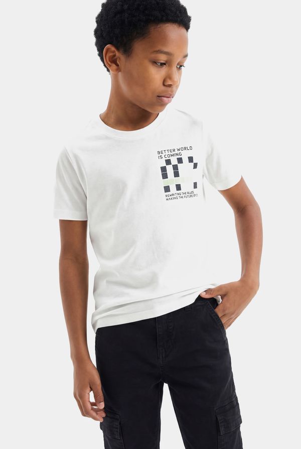 Camiseta Manga Curta Infantil Estampa Pixel Off White - 6