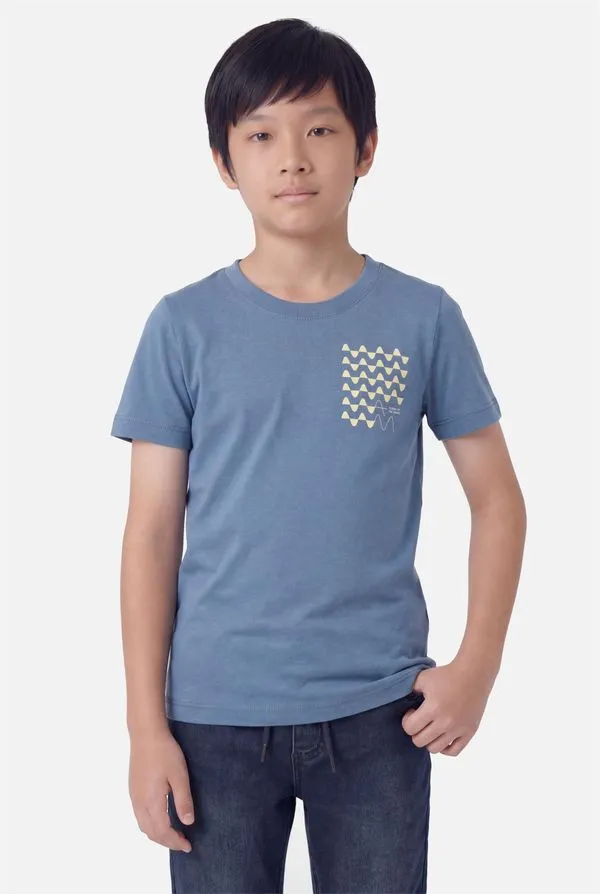 Camiseta Manga Curta Infantil Estampa Waves Indigo - 10