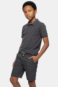 Polo Manga Curta Infantil Cotton Piquet Grafite Mescla - 2