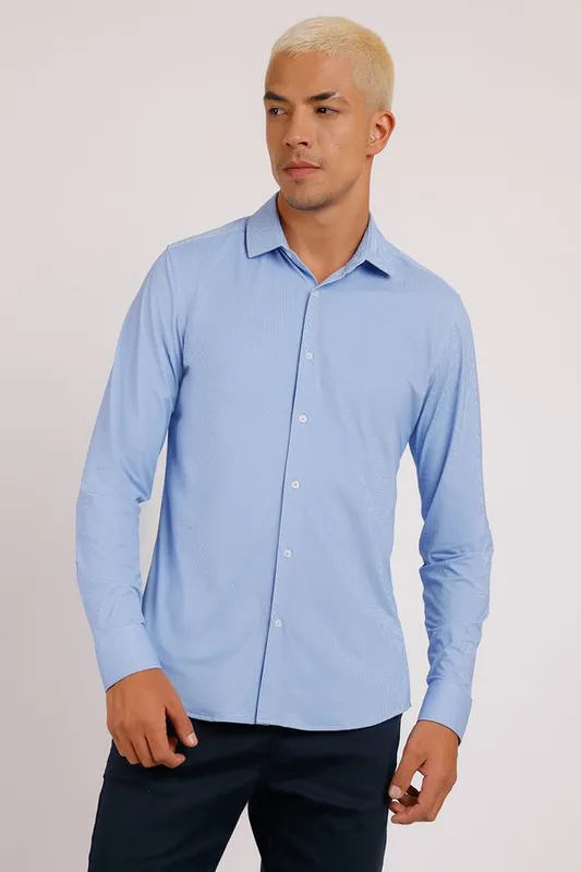 Camisa Malha Tech R+ Listra Azul - G