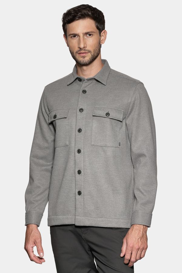 Camisa Manga Longa Overshirt Feltro Fall Cinza - M