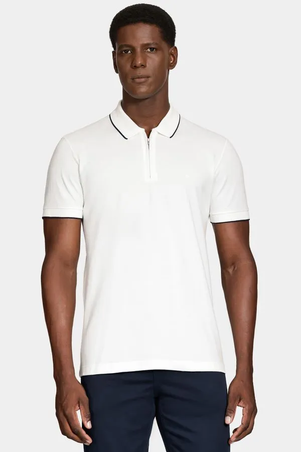 Polo Manga Curta Friso Off White - G